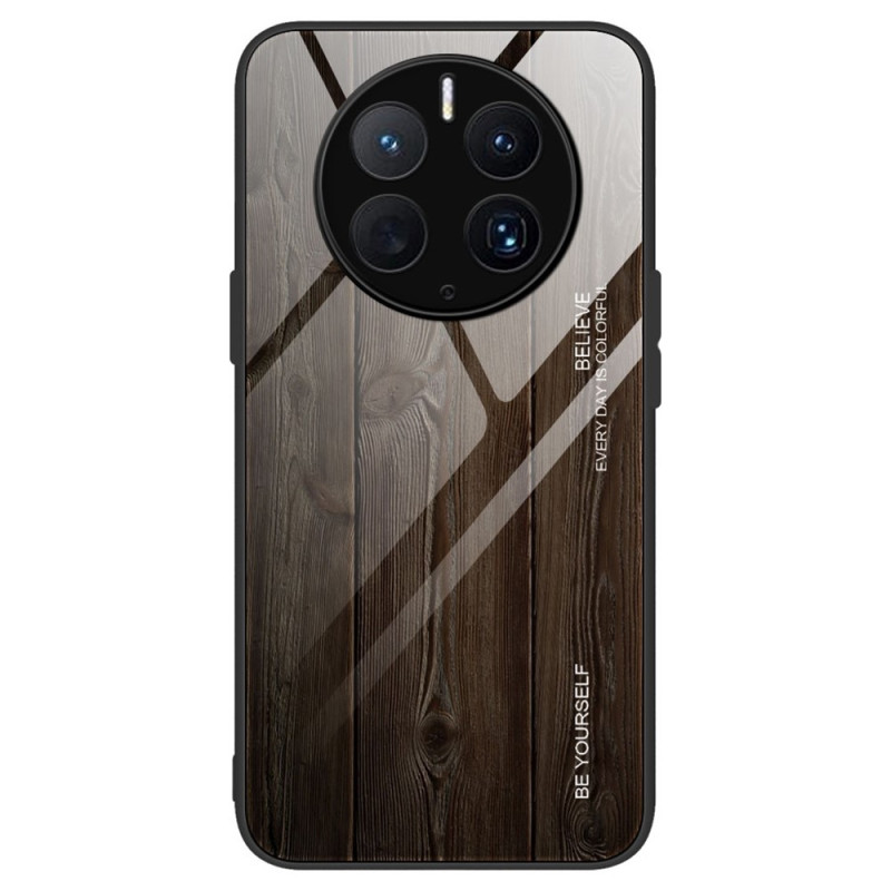 Huawei Mate 50 Pro Tempered Glass Wooden Design Case