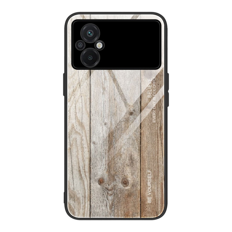 Case Poco M4 5G Tempered Glass Wood Design