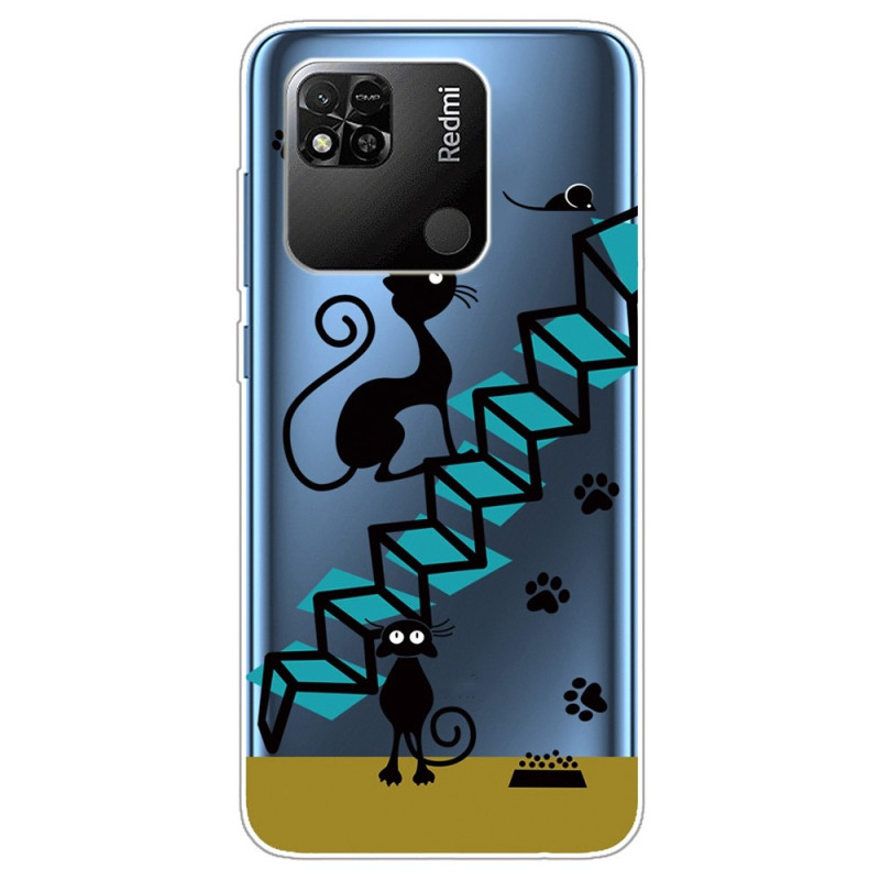 Xiaomi Redmi 10A Transparent Case Cats on the Staircase
