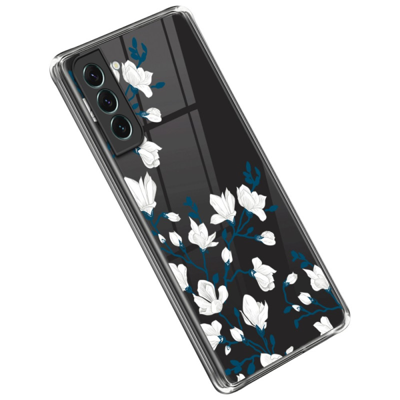 Samsung Galaxy S23 5G Clear Case White Flowers