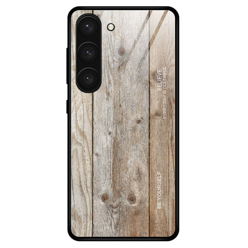 Samsung Galaxy S23 5G Tempered Glass Wooden Design Case