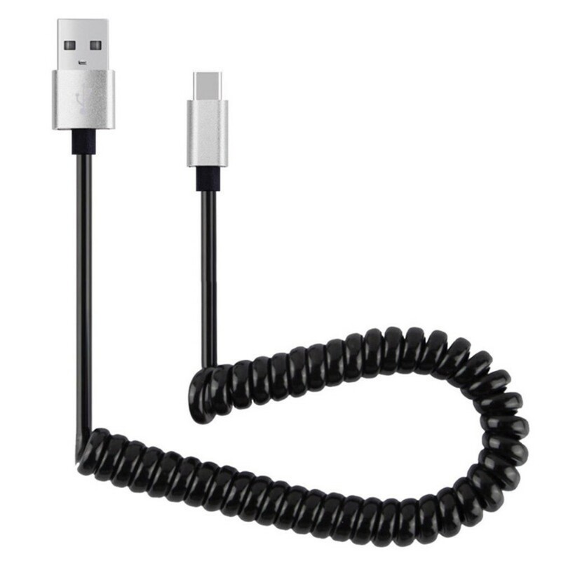USB to USBC spring-loaded charging cable