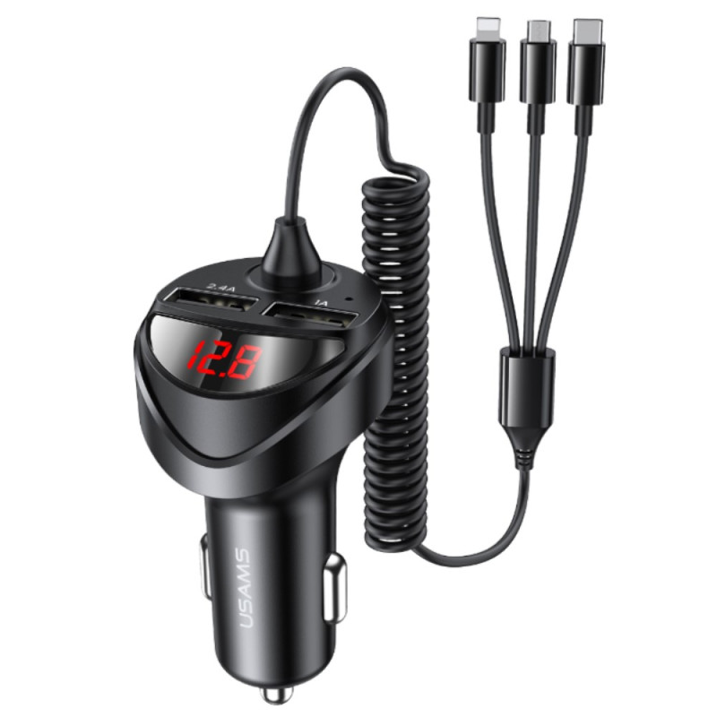 Multi-Port Car Charger with Digital Display