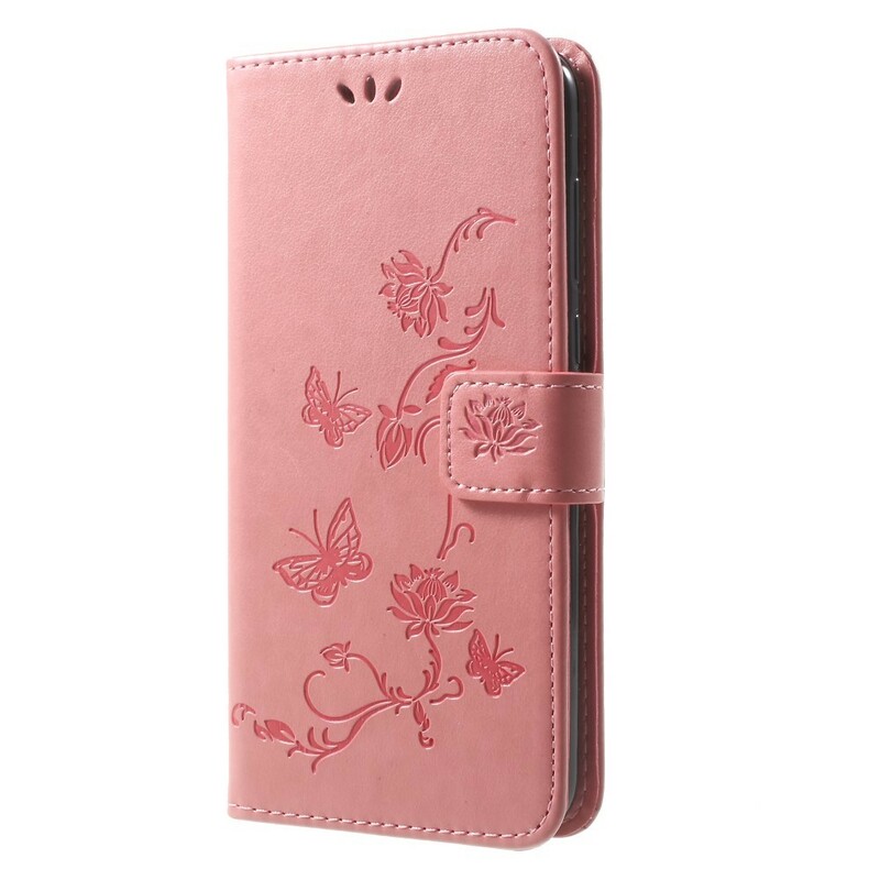 Case Huawei Mate 10 Lite Butterflies and Flowers with Strap