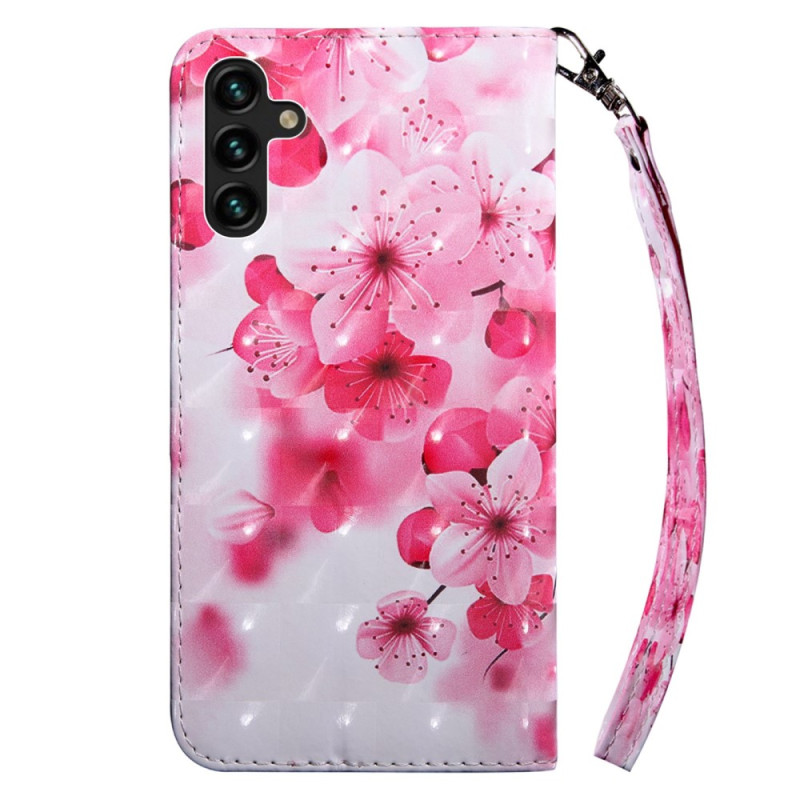 Case Samsung Galaxy A14 5G / A14 Pink Flowers with Strap Dealy
