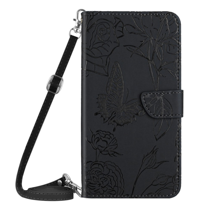 Honor Magic 5 Lite case with butterflies and shoulder strap