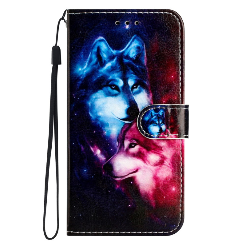 Moto G73 5G Two Wolves Strap Case