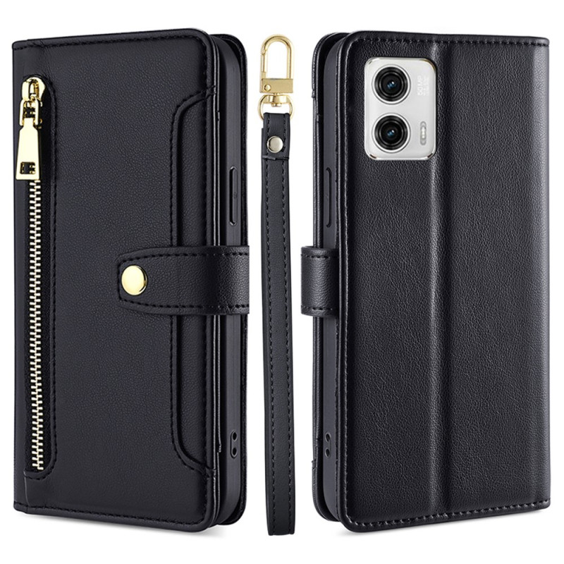 Moto G73 5G Case Wallet with Shoulder Strap and Lanyard