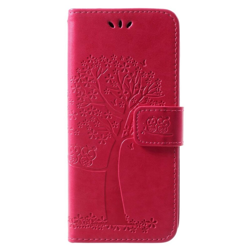 Case Samsung Galaxy A8 2018 Tree and Owls Leather Effect