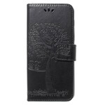 Case Samsung Galaxy A8 2018 Tree and Owls Leather Effect