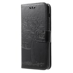Case Samsung Galaxy A8 2018 Tree and Owls Leather Effect