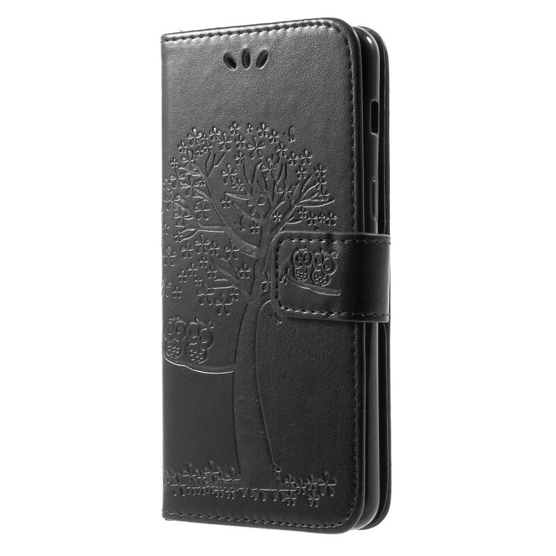 Case Samsung Galaxy A8 2018 Tree and Owls Leather Effect