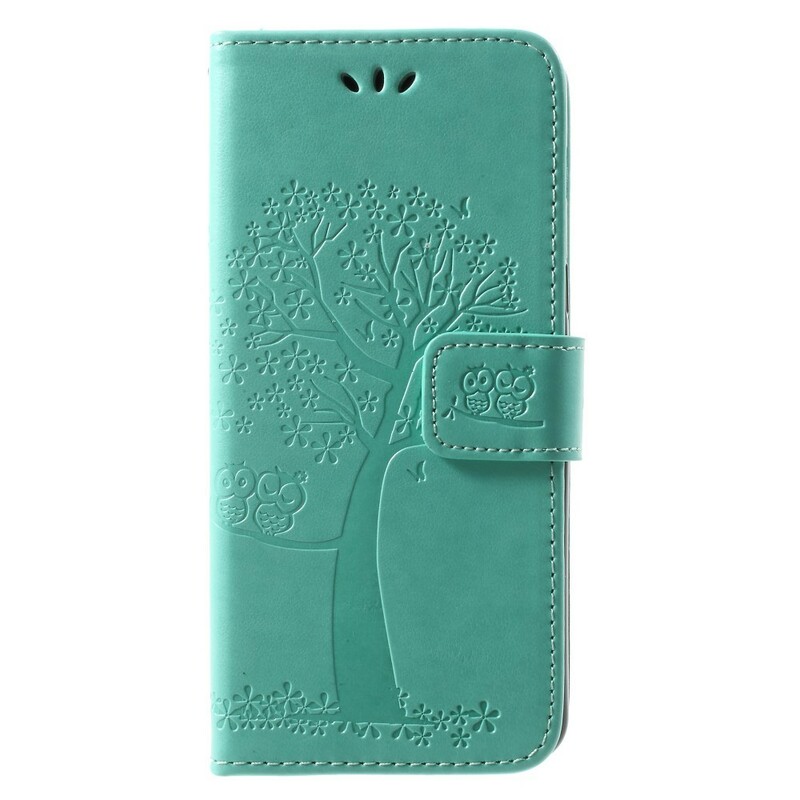 Case Samsung Galaxy A8 2018 Tree and Owls Leather Effect