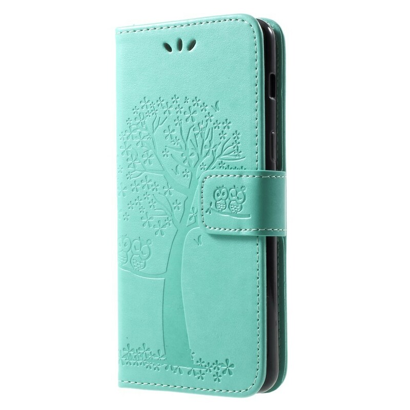 Case Samsung Galaxy A8 2018 Tree and Owls Leather Effect