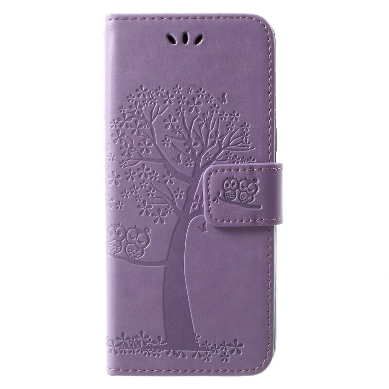 Case Samsung Galaxy A8 2018 Tree and Owls Leather Effect