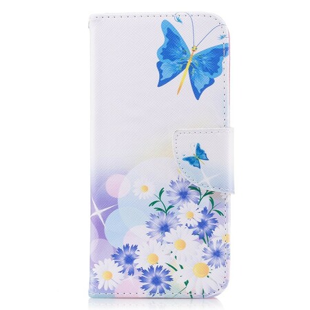 Samsung Galaxy A8 2018 Case Painted Butterflies and Flowers
