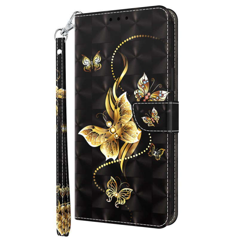Xiaomi Redmi 12C Gold Butterflies Strap Case