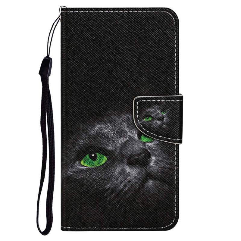 Xiaomi Redmi 12C Green-Eyed Cat Strap Case