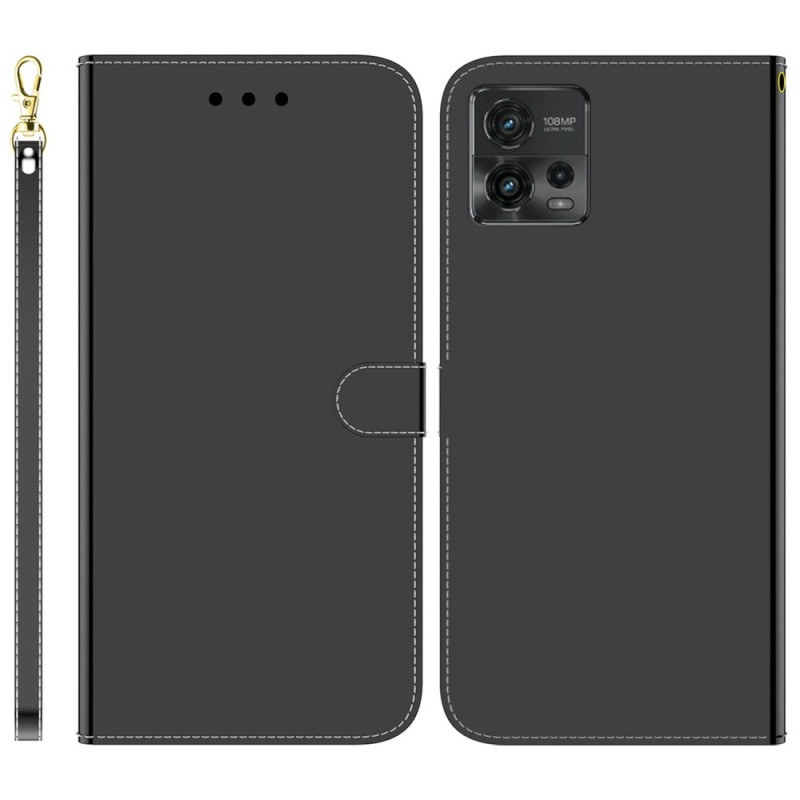 Moto G72 Mirror The
atherette Case with Strap