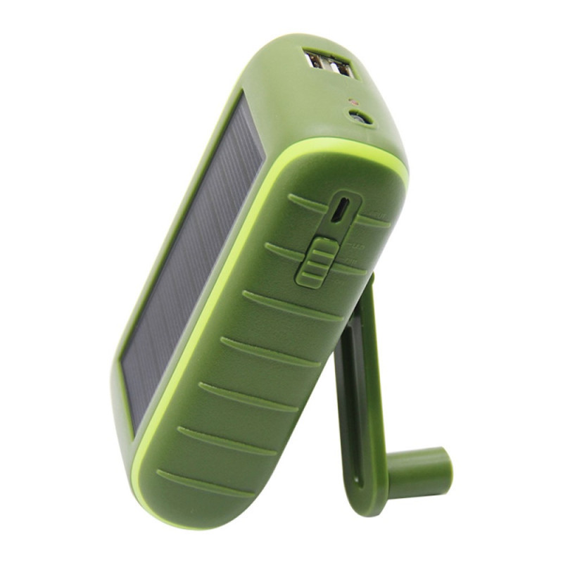 8000mAh external crank battery and solar panel with lamp