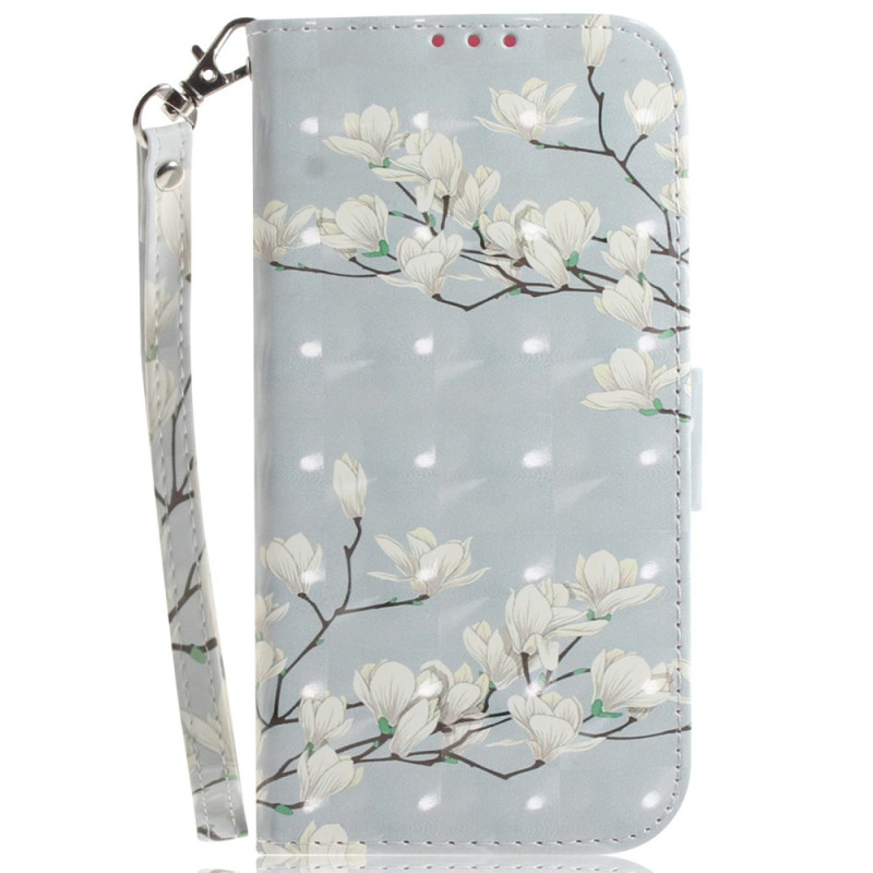 E13 White Flower Motorbike Cover with Strap
