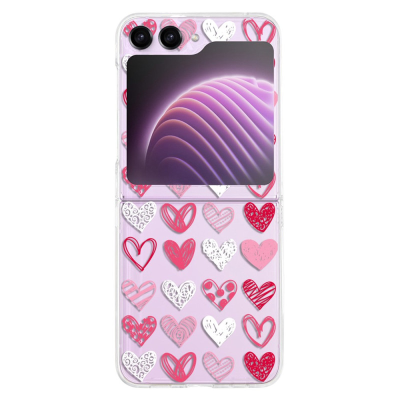 Samsung Galaxy Z Flip 5 Transparent Hearts Case