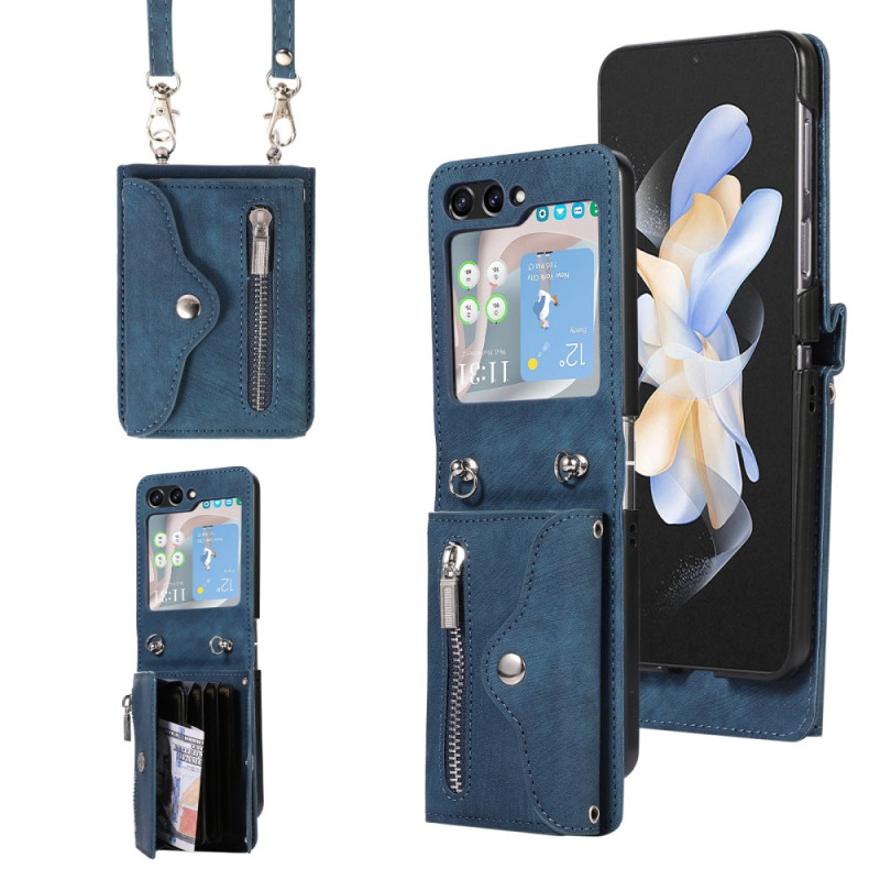 Case Samsung Galaxy Z Flip 5 Wallet with Shoulder Strap