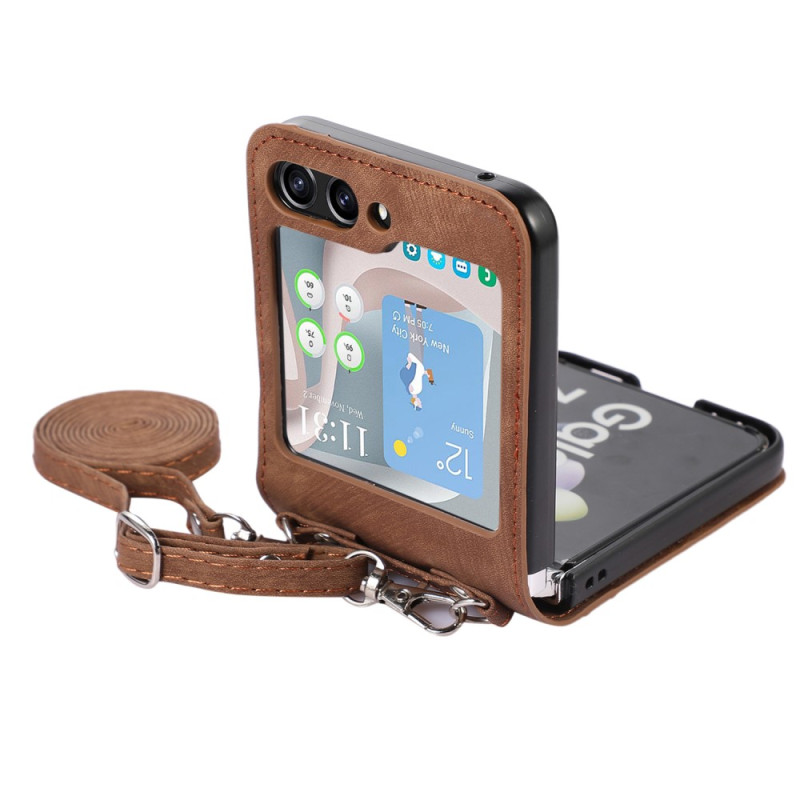 Samsung Galaxy Z Flip 5 The
ather Style Case Card Holder and Shoulder Strap