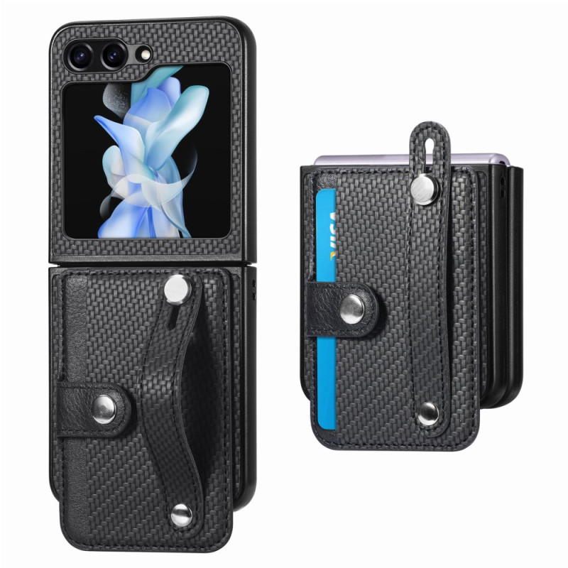 Samsung Galaxy Z Flip 5 Carbon Fibre Case Card Holder and Strap