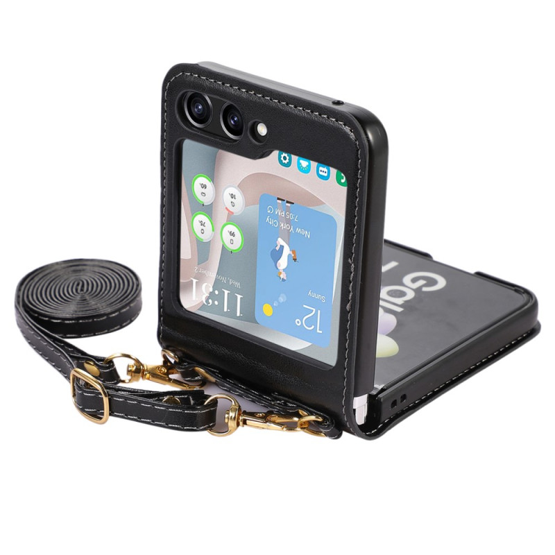 Samsung Galaxy Z Flip 5 The
ather Style Case Card Holder and Shoulder Strap