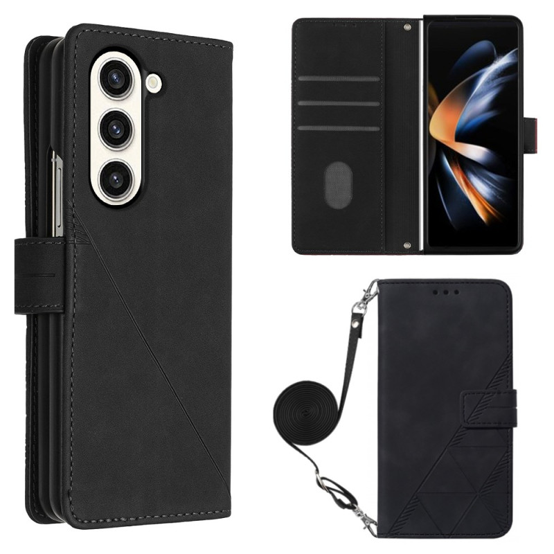 Case Samsung Galaxy Z Fold 5 Triangles Pattern with Shoulder Strap