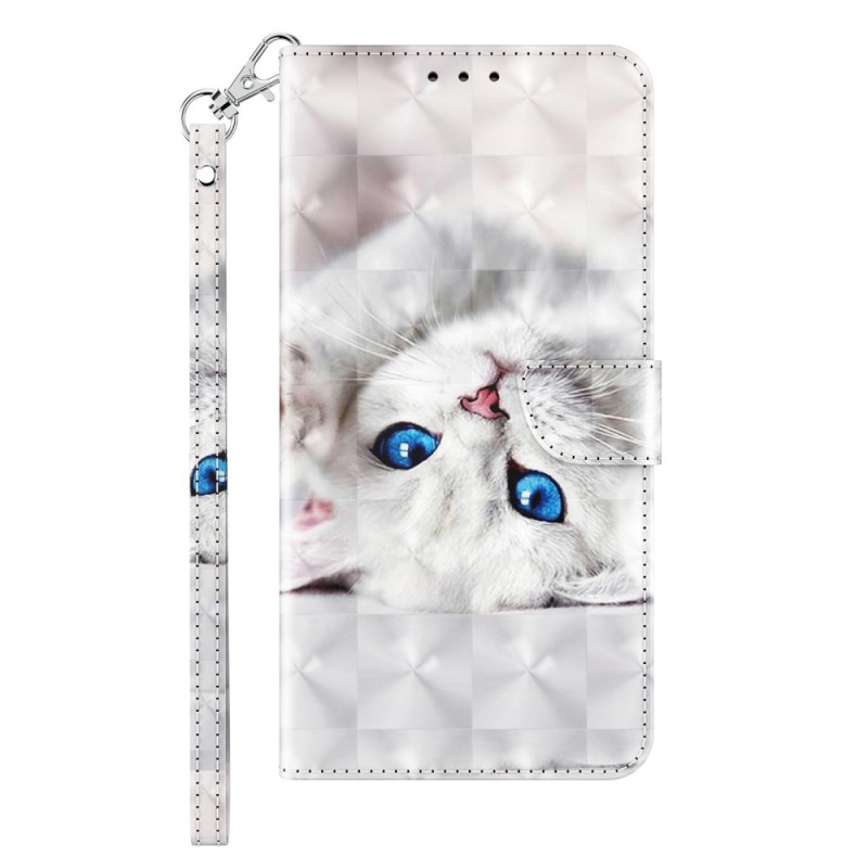 Moto G32 White Cat Strap Case