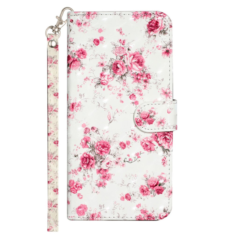 Case iPhone 15 Pro Max 3D Flowers with Strap