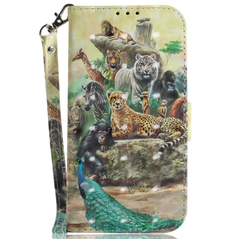 Case iPhone 15 Plus Safari Animals with Strap