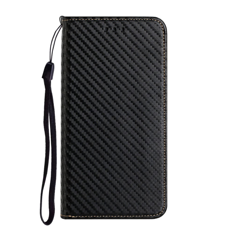 Flip Cover iPhone 15 Carbon Fibre Lanyard