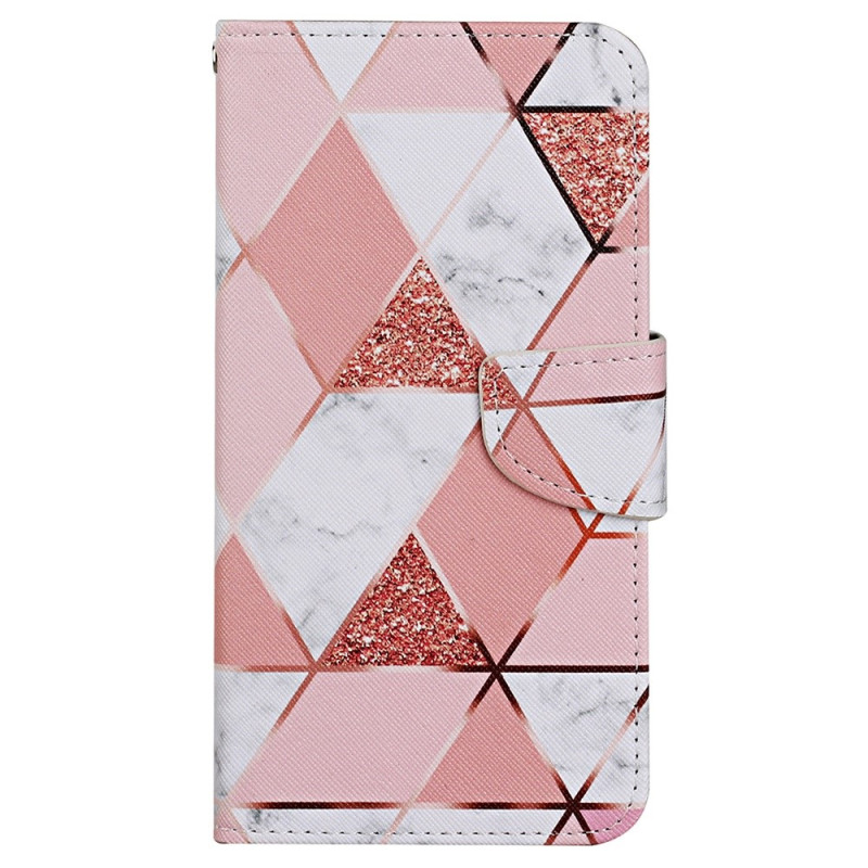 iPhone 15 Marble and Sequin Strap Case