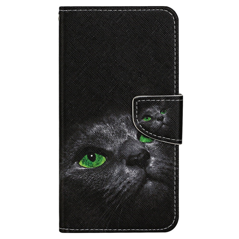 Case iPhone 15 Cat with Green Eyes with Lanyard