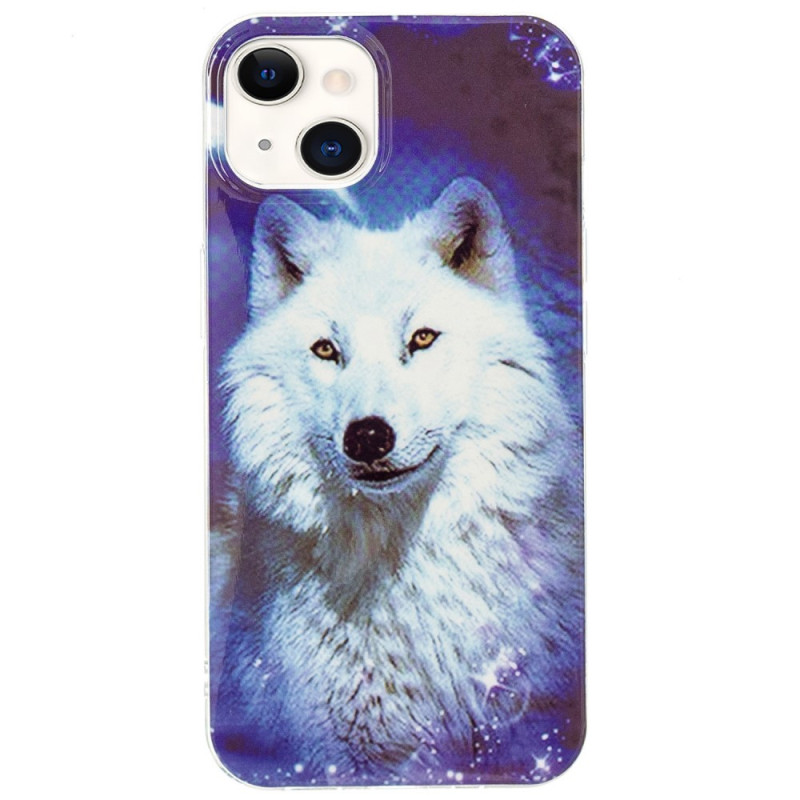 iPhone 15 Plus Case Fluorescent White Wolf