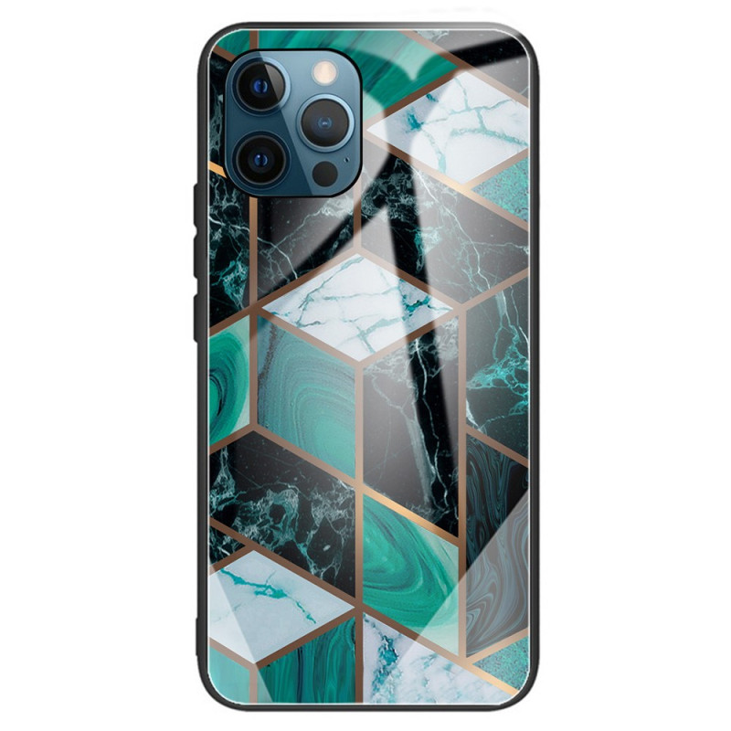 Geometric Marble Toughened Glass iPhone 15 Pro Case