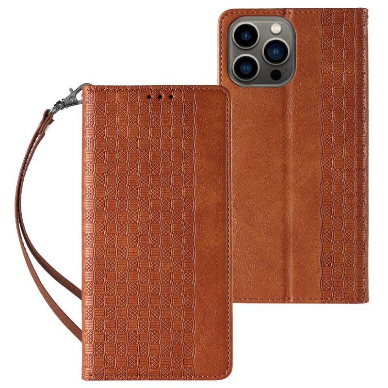 Stylish Vintage iPhone 15 Pro Flip Cover with Strap