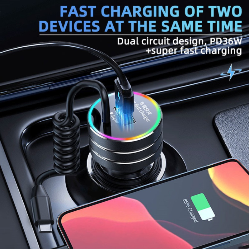 Baseus 65W Car Charger Dual Super Fast Charging Port with LED