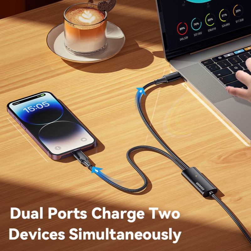 ESSAGER Multi-Embout USB-C and Lightning Charging Cable - Dealy