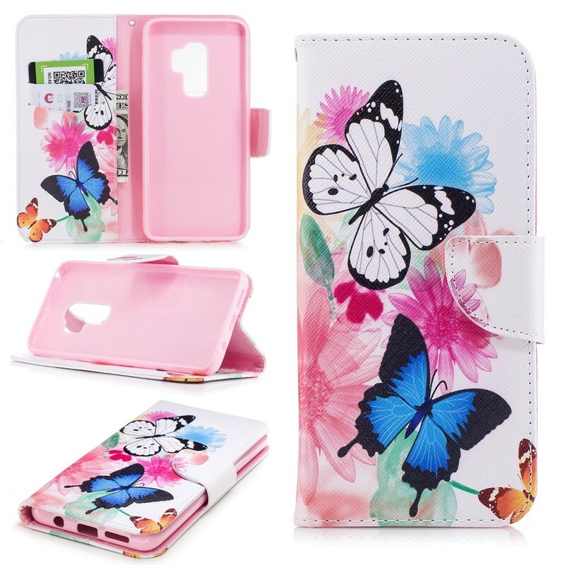 Samsung Galaxy S9 Plus Case Painted Butterflies and Flowers Samsung Galaxy S9 Plus Case Painted Butterflies and Flowers