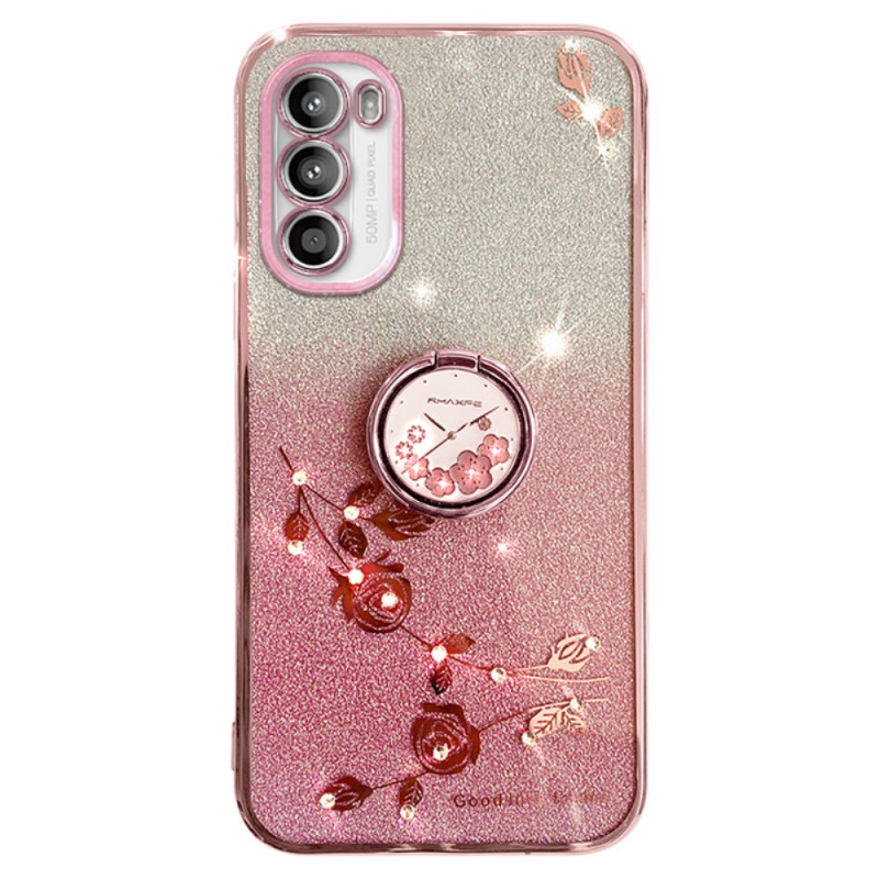 Moto G82 5G / G52 Pink Glitter Case Support Ring