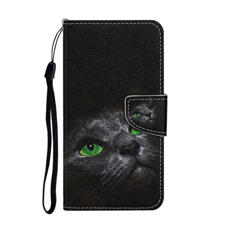 Samsung Galaxy S23 FE Green-Eyed Cat Strap Case