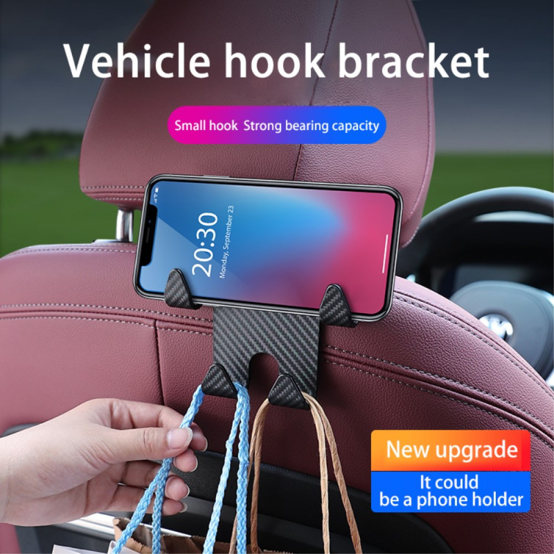 Hook phone holder for car seat headrest