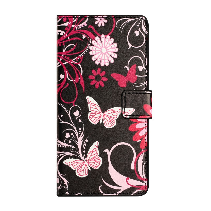 Moto G14 Case Butterflies on Black Background