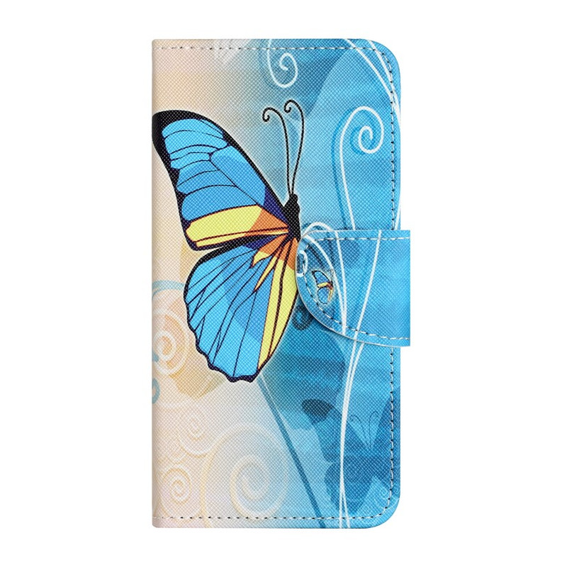 Moto G14 Butterfly Case Blue and Yellow