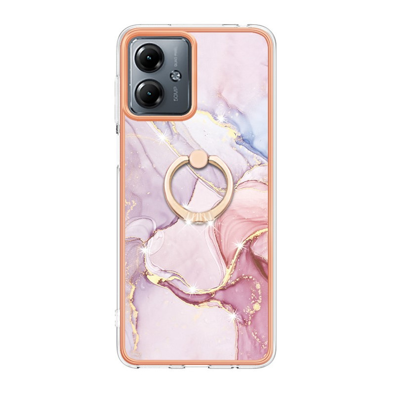 Moto G14 Case with Marble Style Support Ring