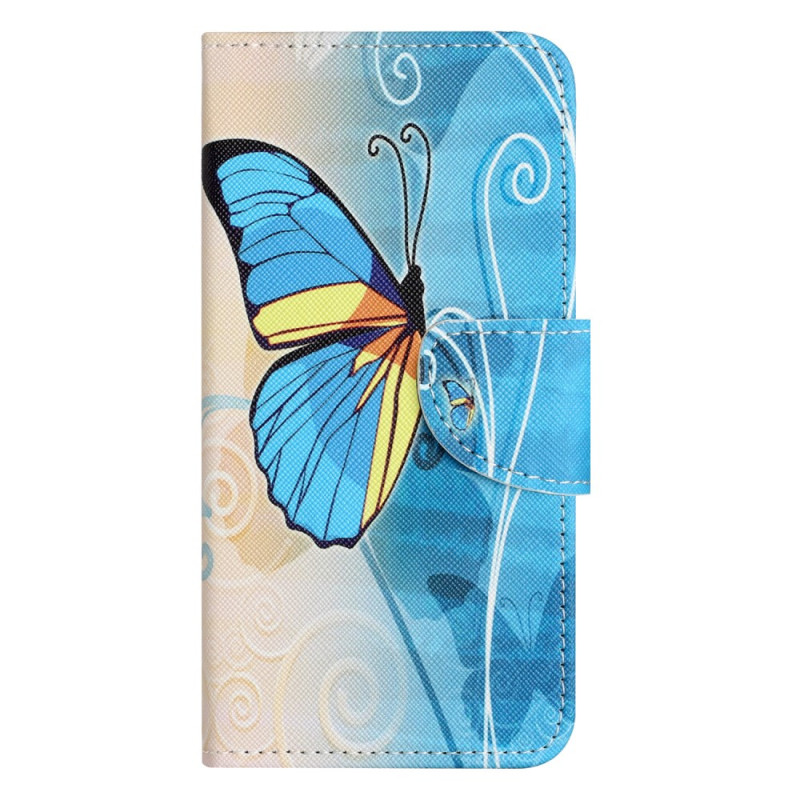 Samsung Galaxy S24 5G Blue and Yellow Butterfly Strap Case